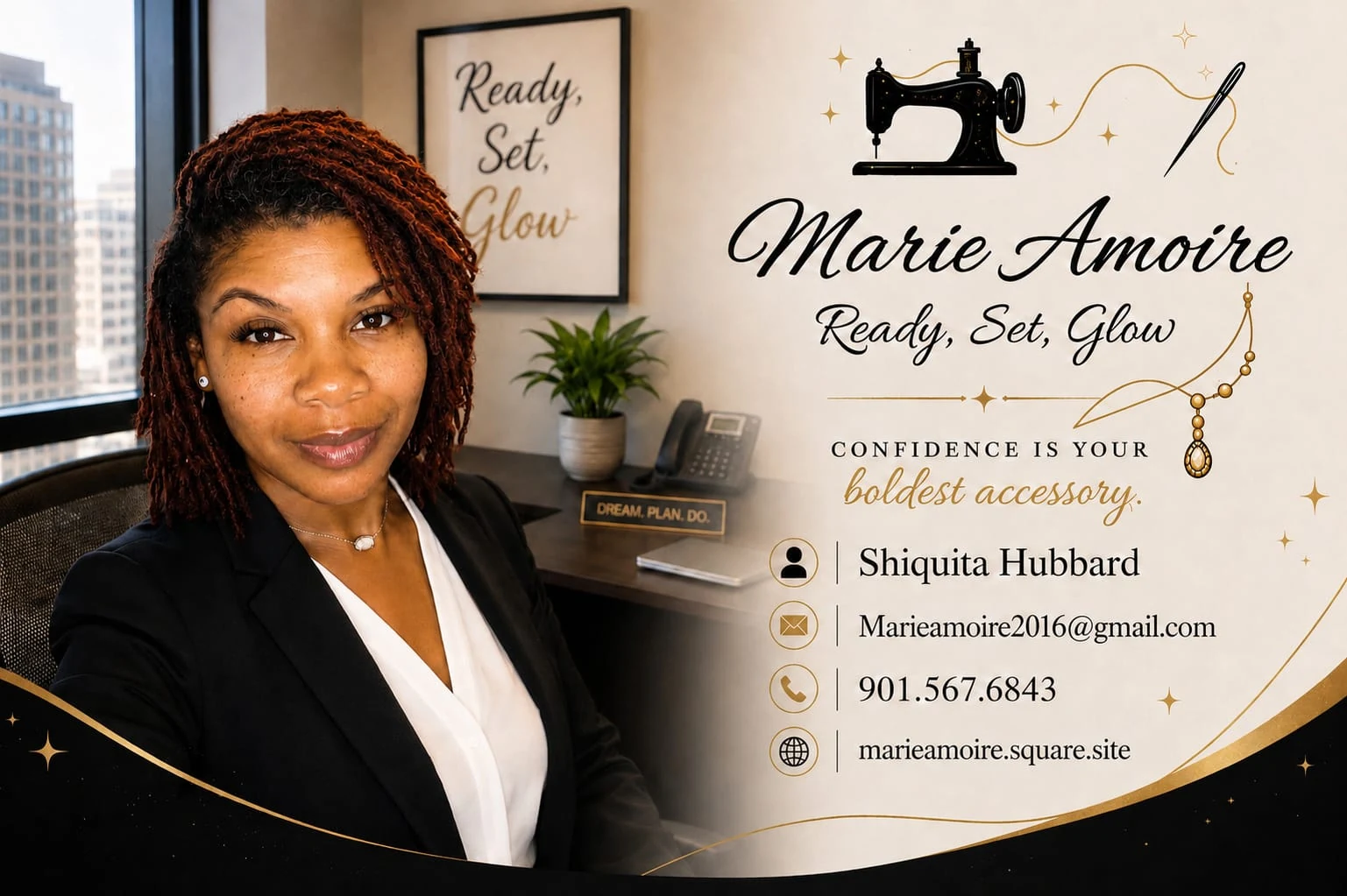 Marie Amoire sponsor card for Shiquita Hubbard, Marieamoire2016@gmail.com, 901-567-6843, marieamoire.square.site.