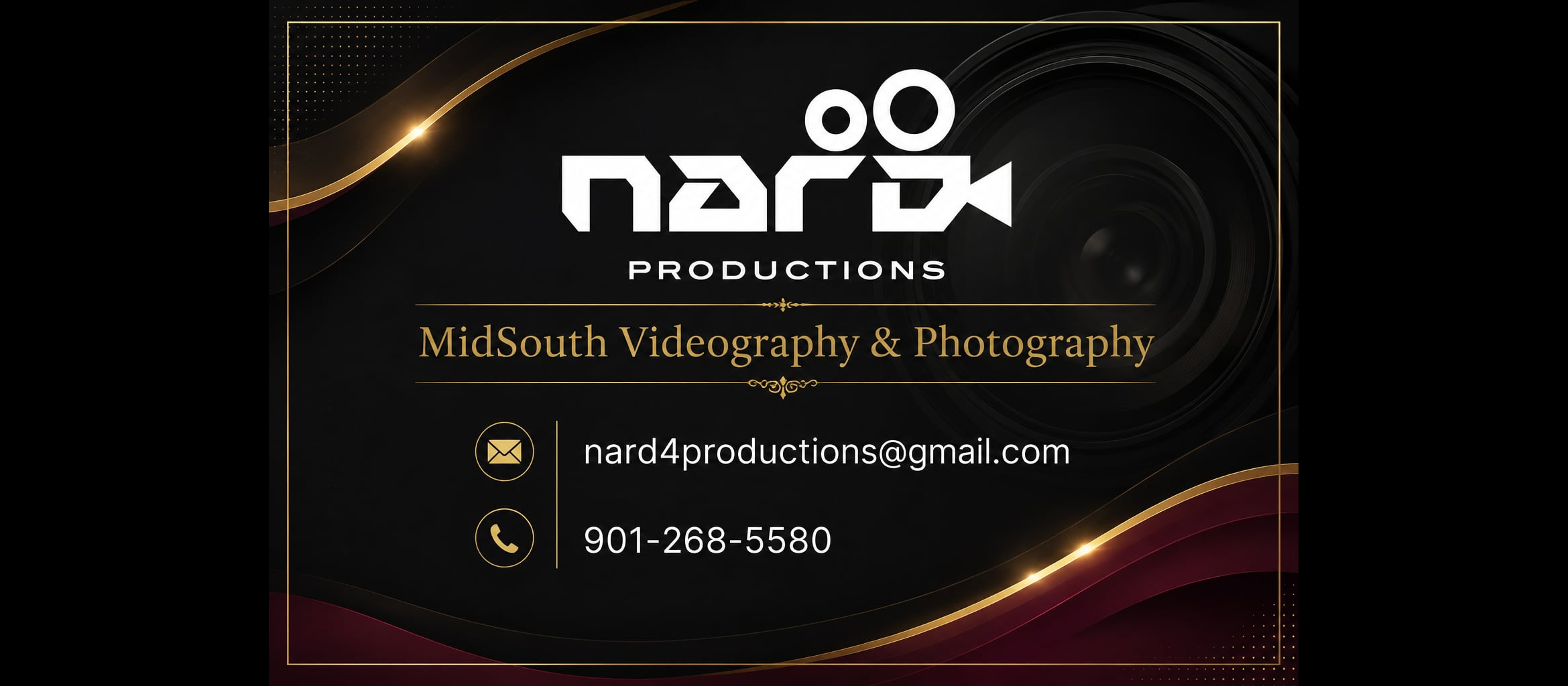 Nard Productions sponsor card, MidSouth Videography and Photography, nard4productions@gmail.com, 901-268-5580.