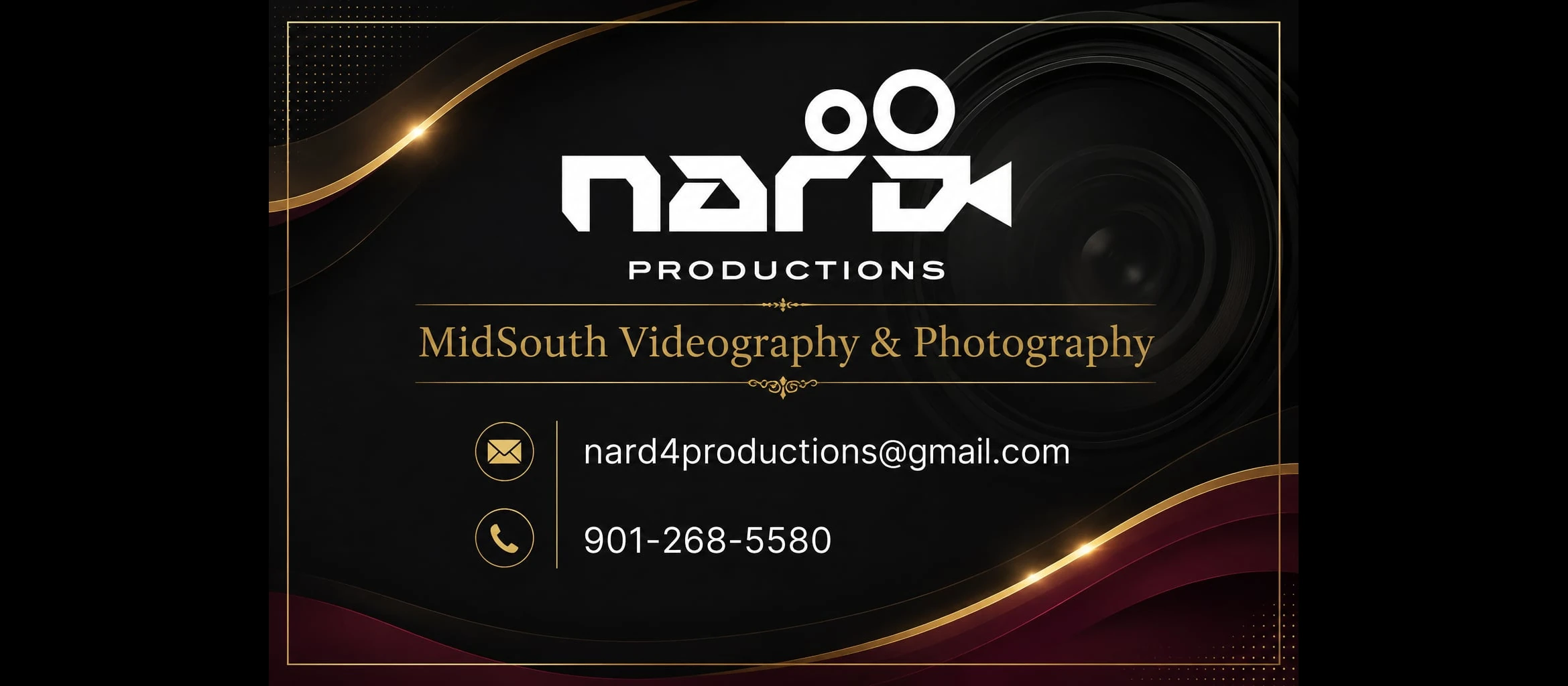 Nard Productions sponsor card, MidSouth Videography and Photography, nard4productions@gmail.com, 901-268-5580.